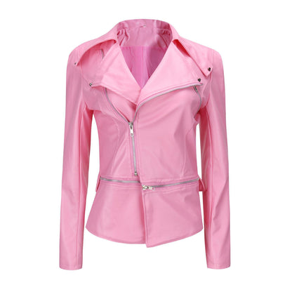 Damen Lederjacke mit asymmetrischem Reißverschluss und stilvollen Zipper-Details Stalluxe