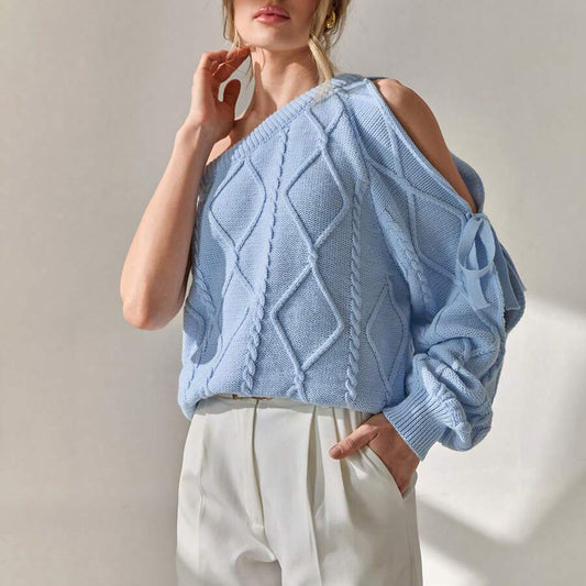 Damen Strickpullover mit asymmetrischen Cut-Out-Details und elegantem Rippdesign Stalluxe