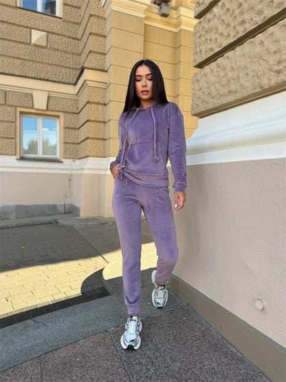 Damen Fleece-Jogginganzug mit Kapuze und elastischem Bund Stalluxe