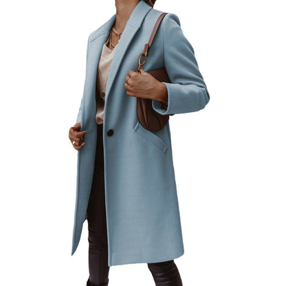 Damen Eleganter und hochwertiger Wollmantel mit schmalem Schnitt Stalluxe