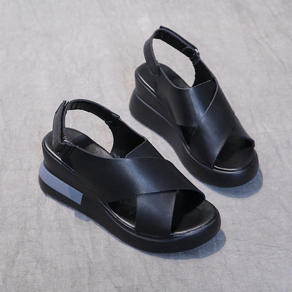 Damen Riemchen-Sandaletten mit hochwertigem Leder und bequemer Wedge-Sohle Stalluxe