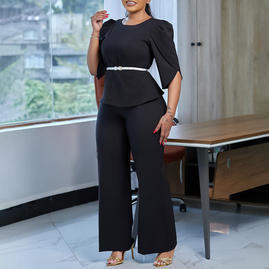Damen elegante und modische Kombination aus Oberteil und Hose Stalluxe