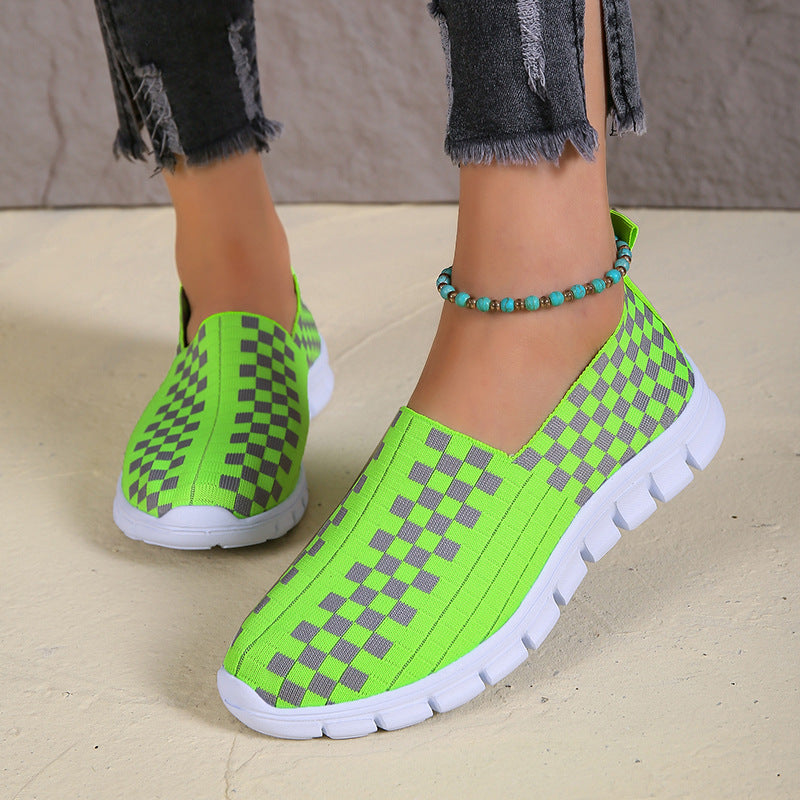 Damen Slip-On Sportschuhe mit modernem Karomuster und rutschfester Sohle Stalluxe