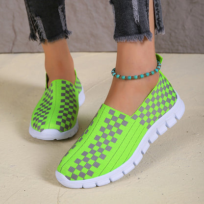 Damen Slip-On Sportschuhe mit modernem Karomuster und rutschfester Sohle Stalluxe