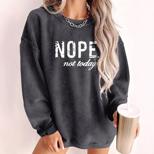 Damen lässiger Oversize Pullover mit Statement-Druck und Rippstruktur Stalluxe