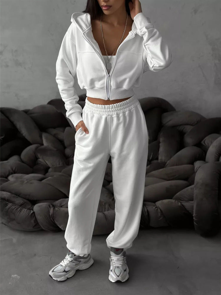 Damen sportliches Cropped Oberteil und weite Freizeithosen Set Stalluxe