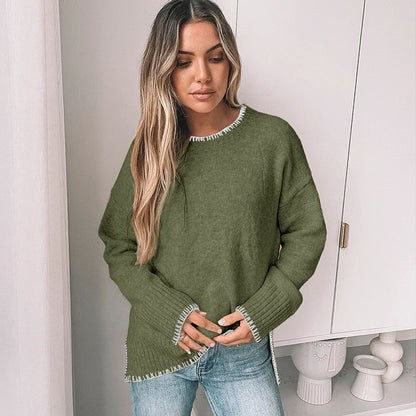 Damen Strickpullover mit dekorativem Saum und weiten Ärmeln Stalluxe