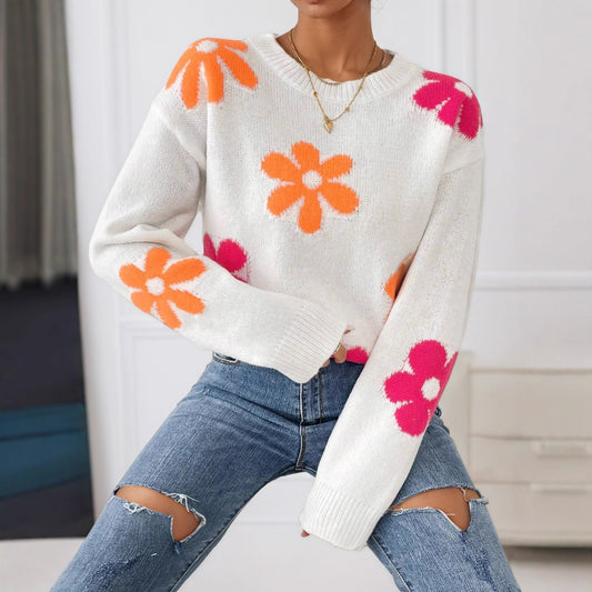 Damen Pullover mit floralem Design und Rundhalsausschnitt Stalluxe