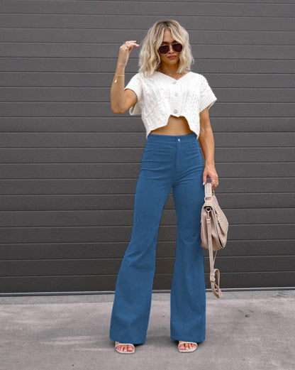 Damen Flared Jeans mit hohem Bund und tailliertem Schnitt Stalluxe