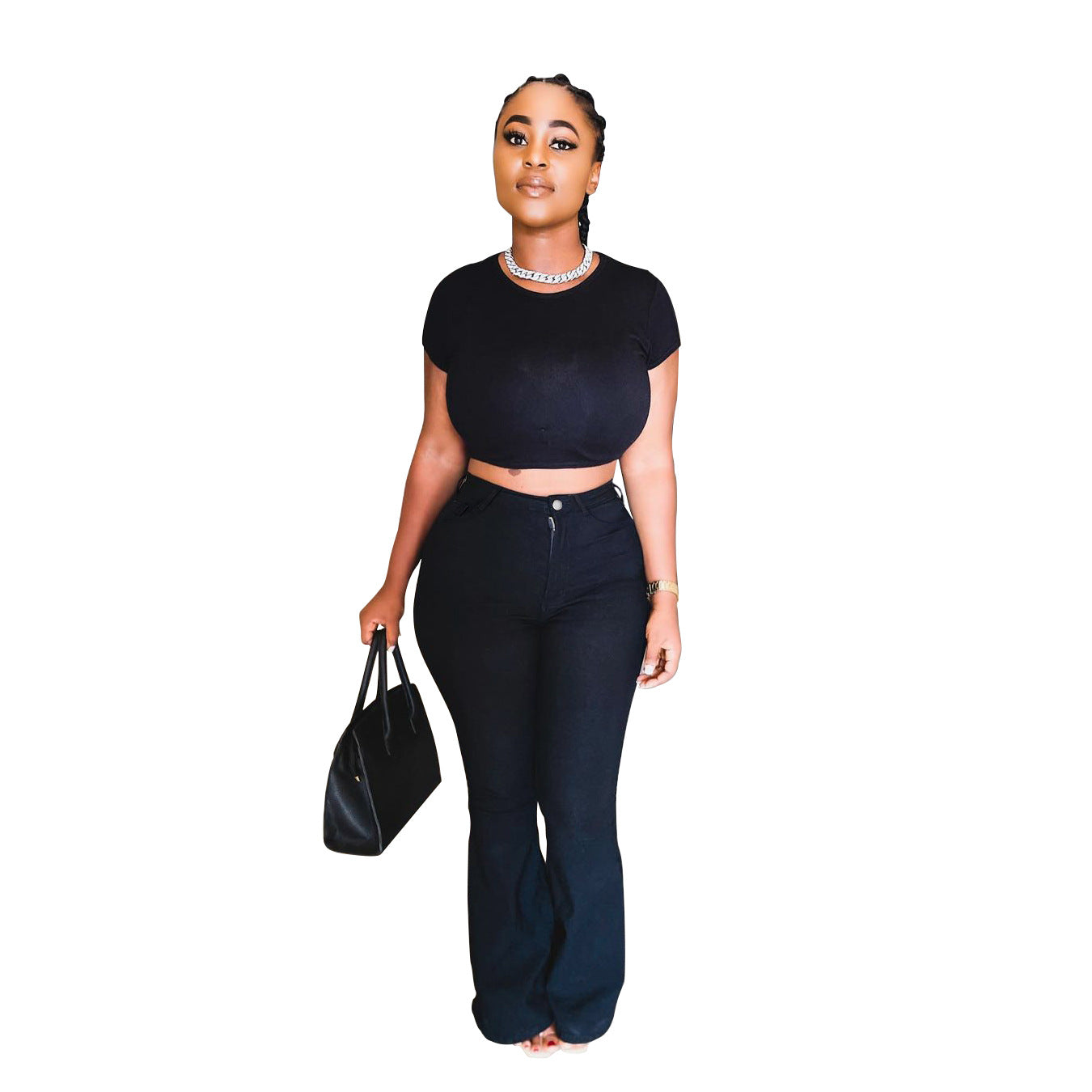 Damen Bootcut Jeans mit hohem Bund und figurbetontem Design Stalluxe