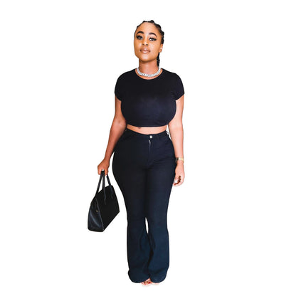 Damen Bootcut Jeans mit hohem Bund und figurbetontem Design Stalluxe
