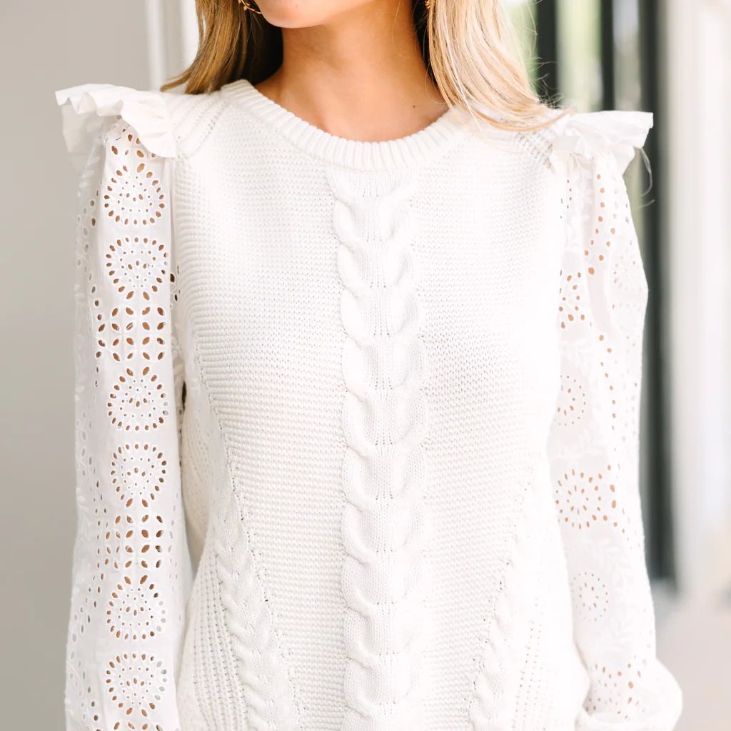 Damen eleganter Strickpullover mit Rüschendetails und Lochmuster Stalluxe