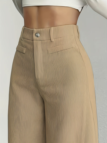 Damen Weitgeschnittene Cordhose mit hohem Bund und Taschen Stalluxe