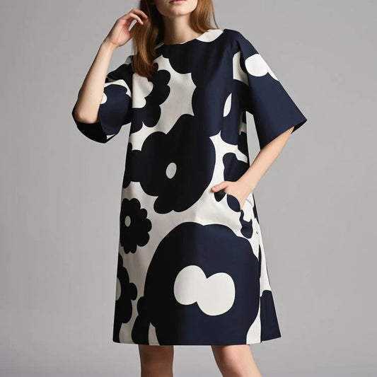 Damen Mode Kleid aus Premium Stoff mit floralem Muster Stalluxe