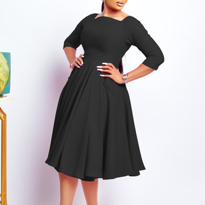 Damen Midi-Kleid mit eleganten Taschen und bequemem Schnitt Stalluxe