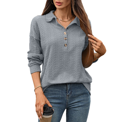 Damen Langarmshirt mit strukturiertem Knopfdesign Stalluxe