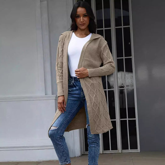 Damen Strickjacke mit Kapuze und stilvollem Zopfdesign Stalluxe