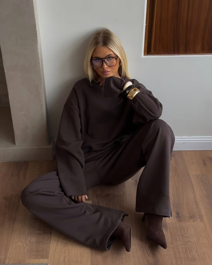 Damen Bequemer und stylischer Oversize Sweat-Anzug mit elastischem Bund Stalluxe