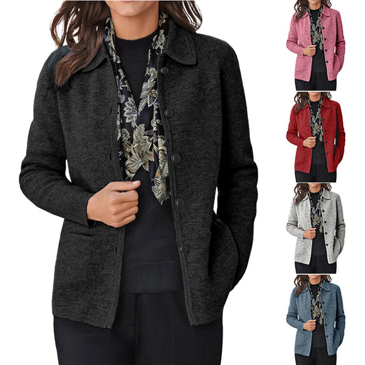 Damen elegante Manteljacke mit Knopfverschluss und praktischen Taschen Stalluxe