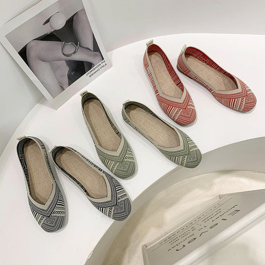 Damen bequeme Textil-Ballerinas mit luftiger Schnittführung und ergonomischem Fußbett Stalluxe