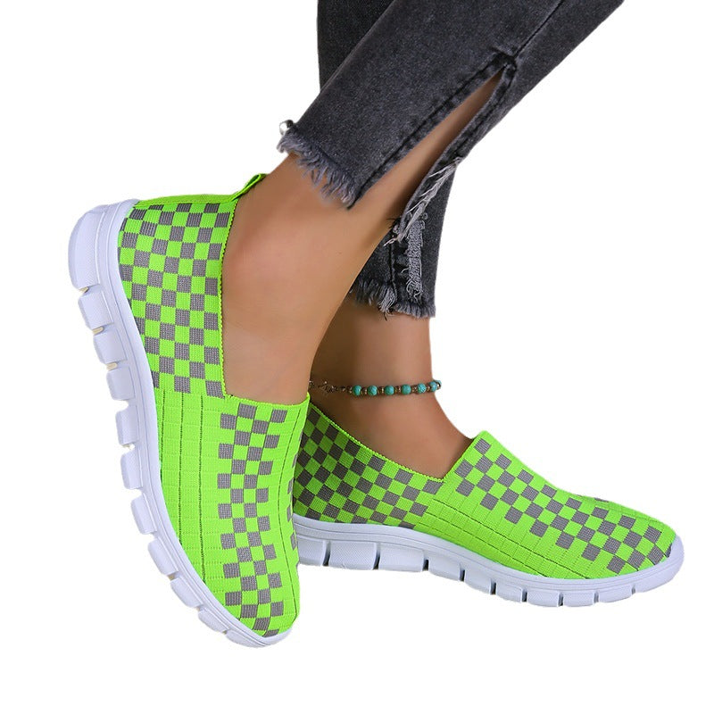 Damen Slip-On Sportschuhe mit modernem Karomuster und rutschfester Sohle Stalluxe