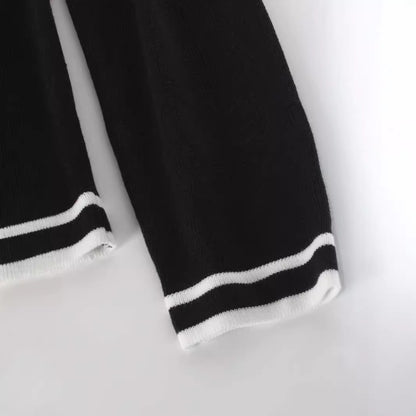 Damen eleganter und bequemer Strickjacke mit Kontraststreifen Stalluxe