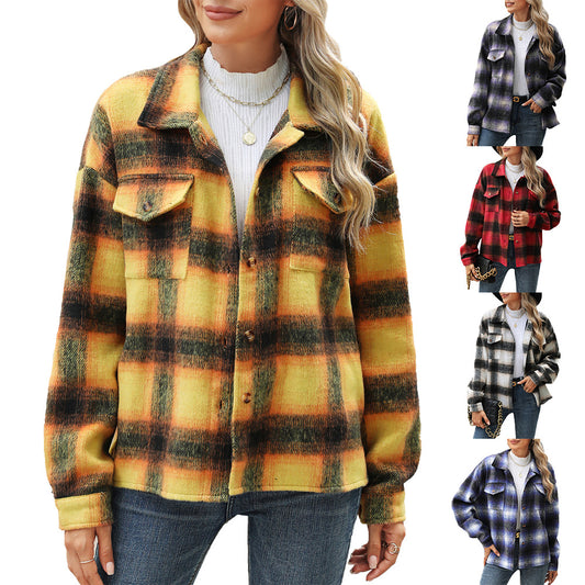 Damen Karierter Flanell Overshirt mit Brusttaschen und lässigem Schnitt Stalluxe