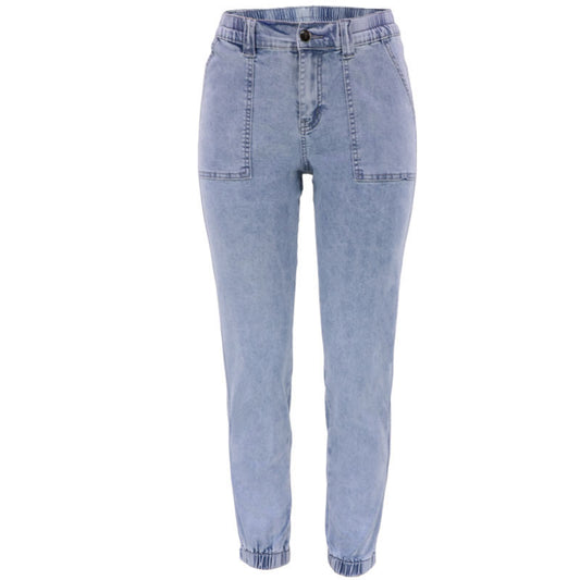 Damen modische High-Waist Jeans mit elastischem Bund und praktischen Seitentaschen Stalluxe