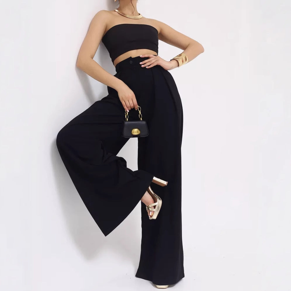 Damen weite Palazzohose mit hohem Bund und eleganter Taillierung Stalluxe