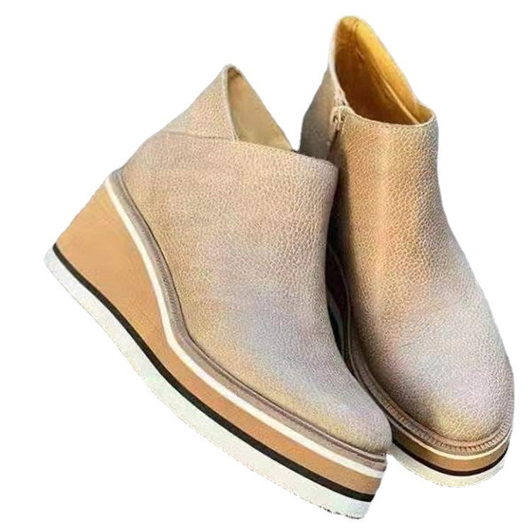 Damen Bequeme Stiefeletten mit seitlichem Reißverschluss und modischem Plateau Stalluxe