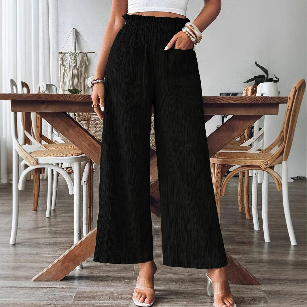 Damen Weitbeinige Hose mit elastischem Bund und praktischen Taschen Stalluxe