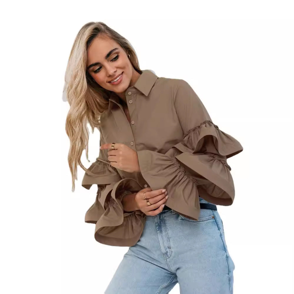 Damen Bluse mit Rüschendetails und strategischem Schnitt Stalluxe