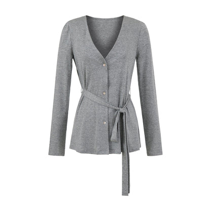 Damen elegante Strickjacke mit Taillengürtel und stilvollen Knopfdetails Stalluxe