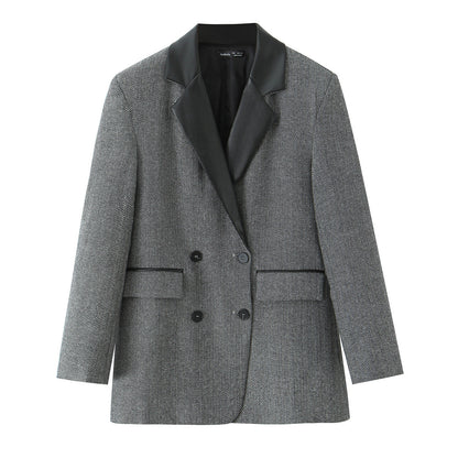 Damen modischer Blazer mit doppelter Knopfleiste und elegantem Revers Stalluxe