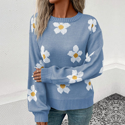 Damen Strickpullover mit floralen Akzenten und weitem Schnitt Stalluxe