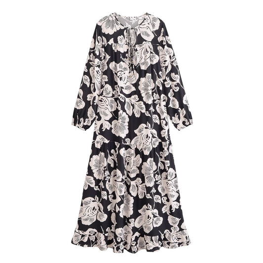 Damen Maxi-Kleid mit floraler Stickerei und eleganten Volants Stalluxe