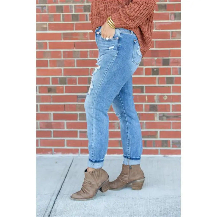 Damen Vintage Destroyed Jeans im entspannten Schnitt mit hohem Bund Stalluxe