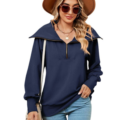 Damen Pullover mit modernem Stehkragen und Reißverschluss Stalluxe