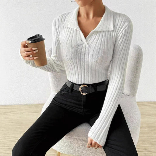 Damen figurbetonter Langarmpullover mit modischer Rippstruktur Stalluxe