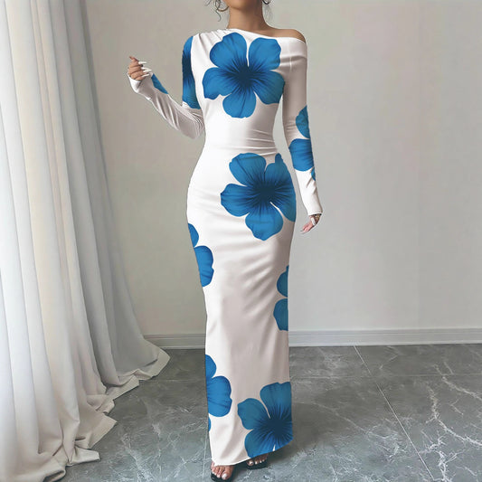 Damen elegantes Langarmkleid mit floralem Motiv Stalluxe