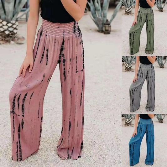 Damen Weit geschnittene Freizeithose mit elastischem Bund und Streifenmuster Stalluxe