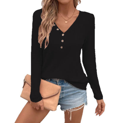 Damen Stretchiger V-Ausschnitt Pullover mit Knöpfen Stalluxe