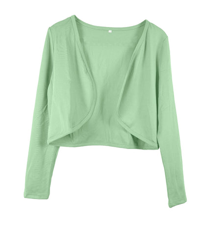 Damen kurz geschnittenes Cardigan mit offenen Schnitt und langen Ärmeln Stalluxe Hellgrün