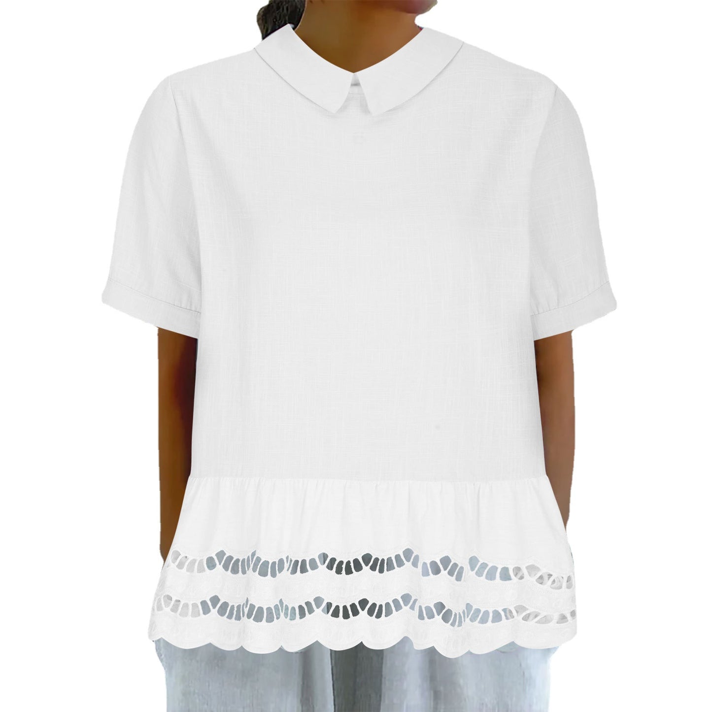 Damen Bluse mit Rüschensaum und ausgestellten Ärmeln Stalluxe