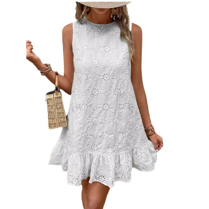 Damen Sommerkleid mit Spitzendetails und Volants Stalluxe