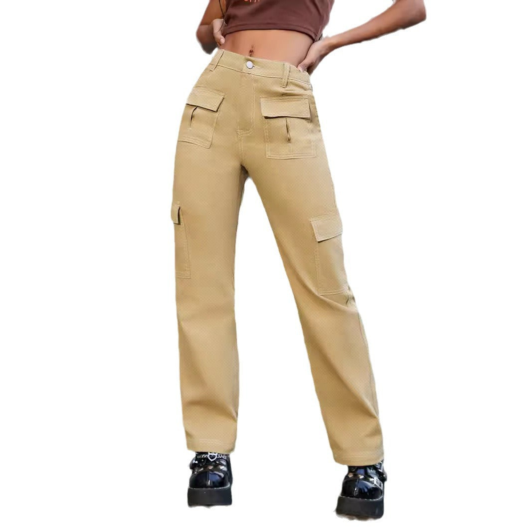 Damen Cargo-Hose mit hoch tailliertem Schnitt und praktischen Seitentaschen Stalluxe