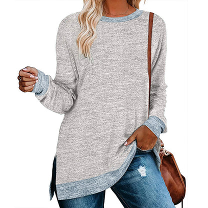 Damen lässiges Oversized Langarmshirt mit abgesetztem Saum Stalluxe