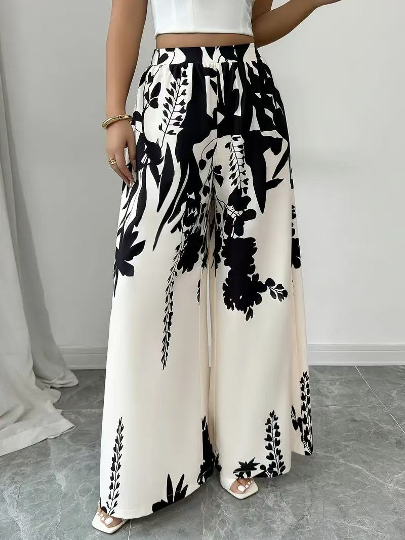 Damen Palazzo-Hose mit floralem Muster und elastischem Taillenbund Stalluxe