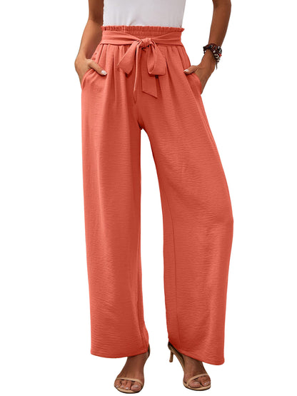 Damen Weite Stoffhose mit Elastischem Bund und Gürteldetail Stalluxe