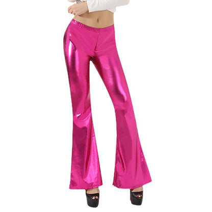 Damen Hochglänzende Schlaghose aus elastischem Material Stalluxe